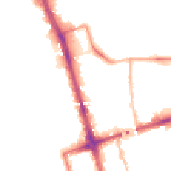 Night-time road noise heatmap for L20 8NB
