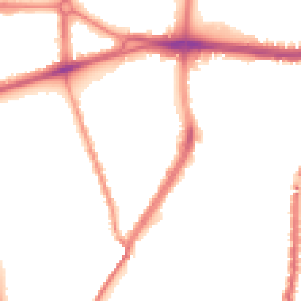 Night-time road noise heatmap for L20 9NE
