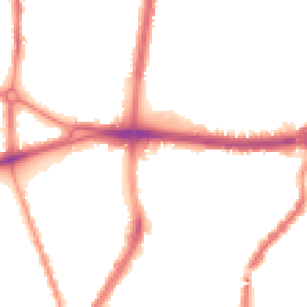 Night-time road noise heatmap for L20 9NX