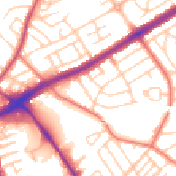 Daytime road noise heatmap for L21 8PA