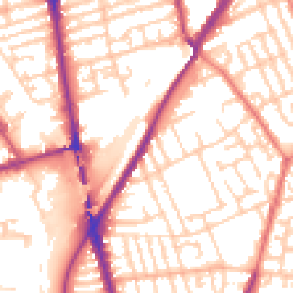Daytime road noise heatmap for L4 1UJ
