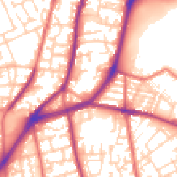 Daytime road noise heatmap for L4 4QD