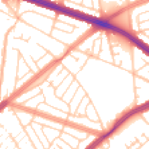 Daytime road noise heatmap for L4 7TG