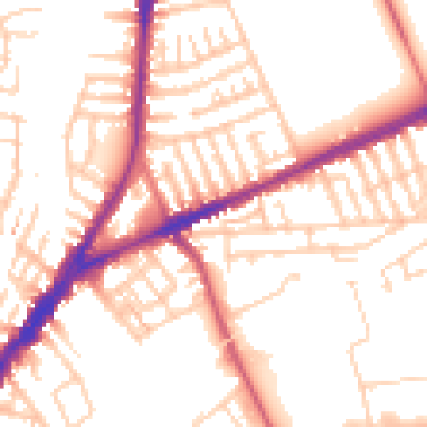 Daytime road noise heatmap for L9 0EJ