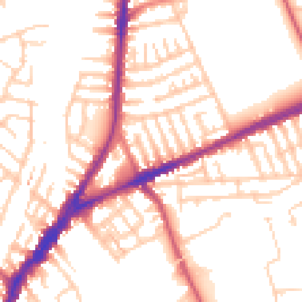 Daytime road noise heatmap for L9 0HE
