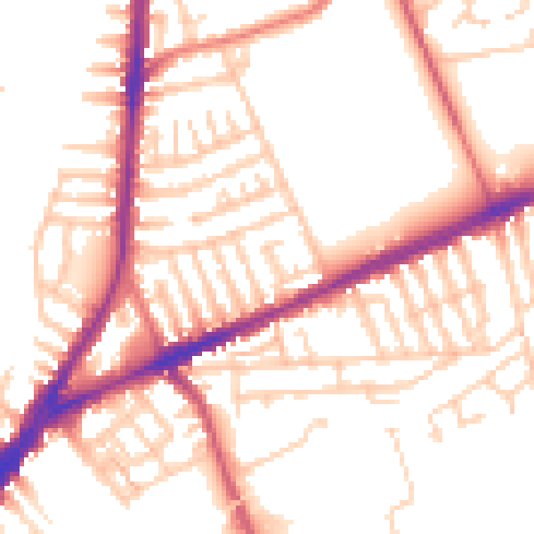 Daytime road noise heatmap for L9 0HT