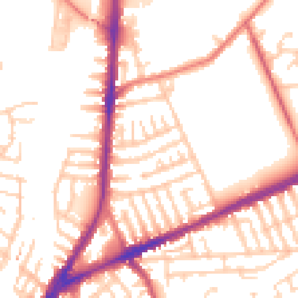 Daytime road noise heatmap for L9 0JE
