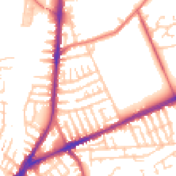 Daytime road noise heatmap for L9 0JQ