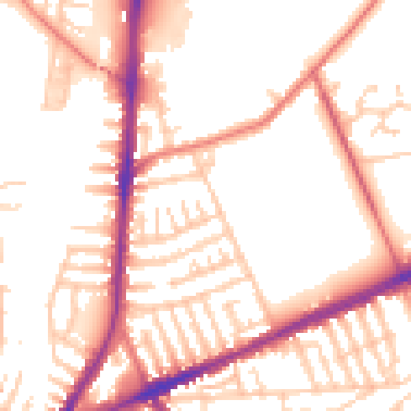 Daytime road noise heatmap for L9 0JT