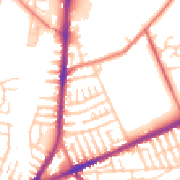 Daytime road noise heatmap for L9 0JU