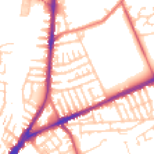 Daytime road noise heatmap for L9 0JW