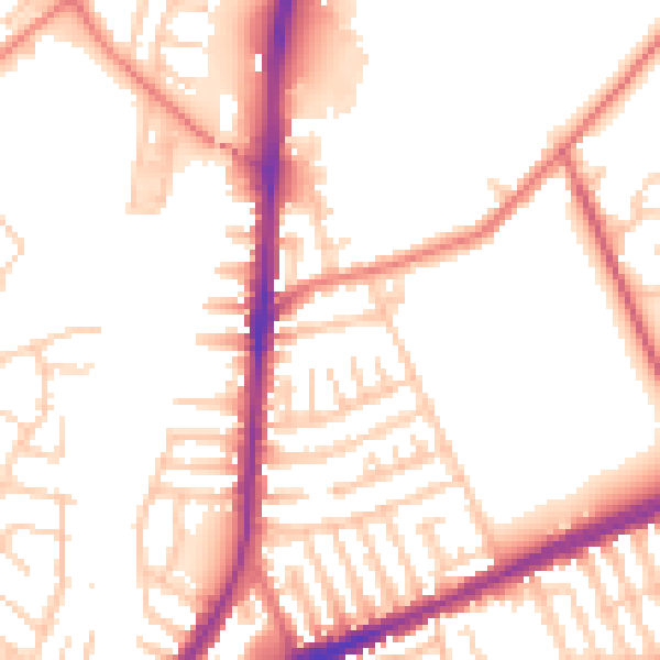Daytime road noise heatmap for L9 0JZ