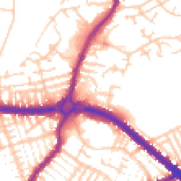 Daytime road noise heatmap for L9 1HU