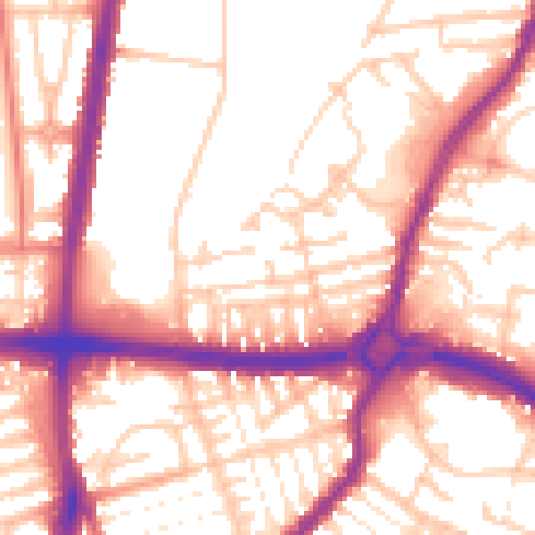Daytime road noise heatmap for L9 1LJ
