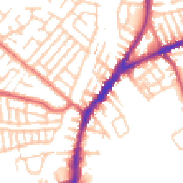 Daytime road noise heatmap for L9 4RA