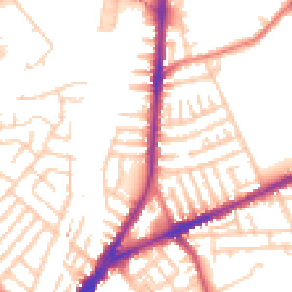 Daytime road noise heatmap for L9 4RR