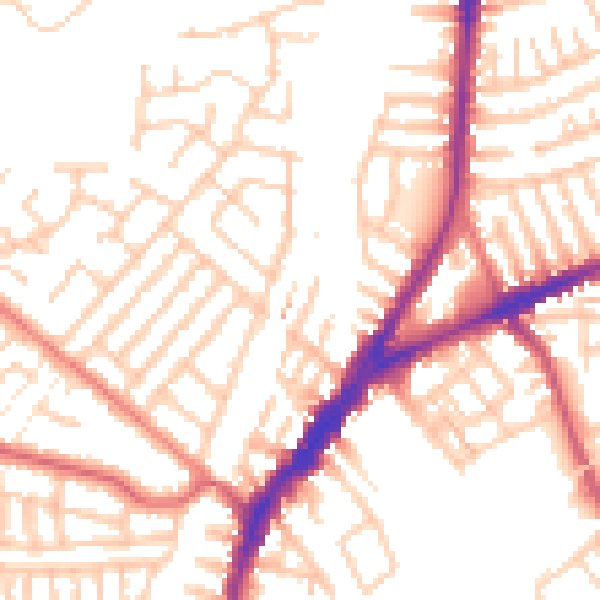 Daytime road noise heatmap for L9 4SJ