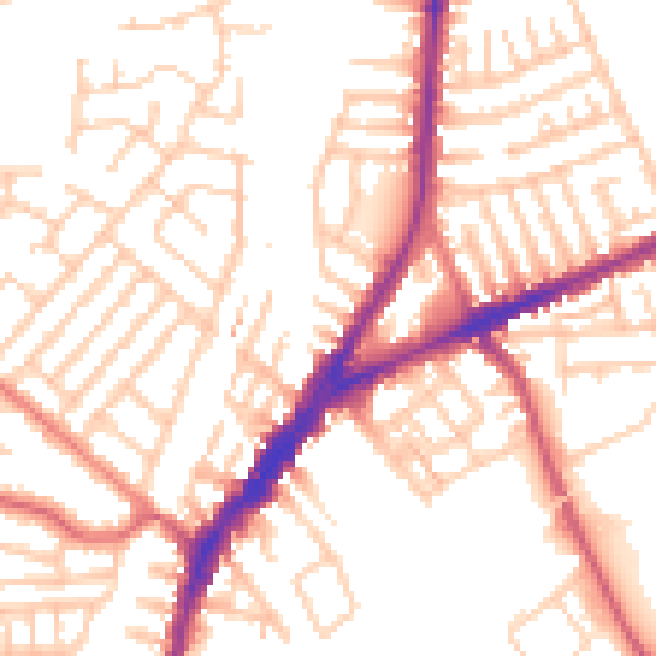 Daytime road noise heatmap for L9 4SN