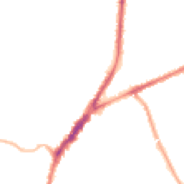Night-time road noise heatmap for L9 4SN