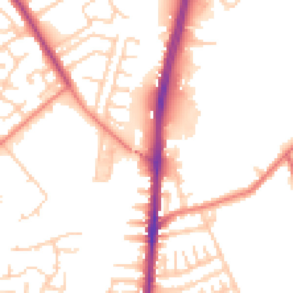 Daytime road noise heatmap for L9 5AA