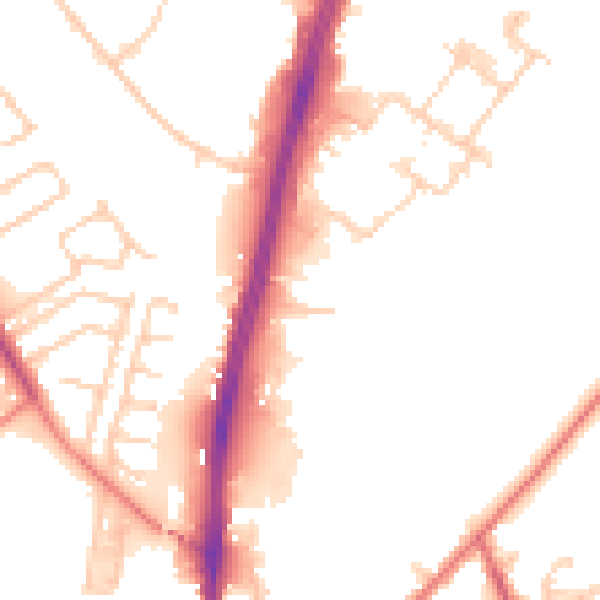 Daytime road noise heatmap for L9 5AW