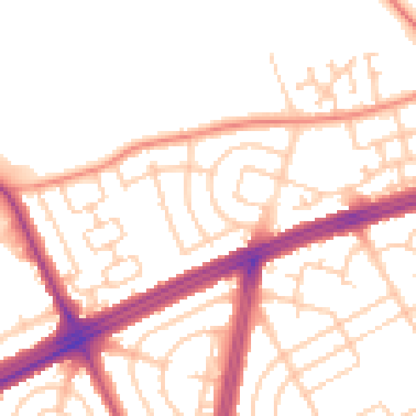 Daytime road noise heatmap for L9 6BJ