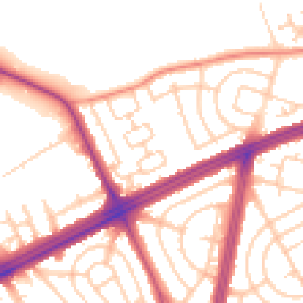 Daytime road noise heatmap for L9 6EU