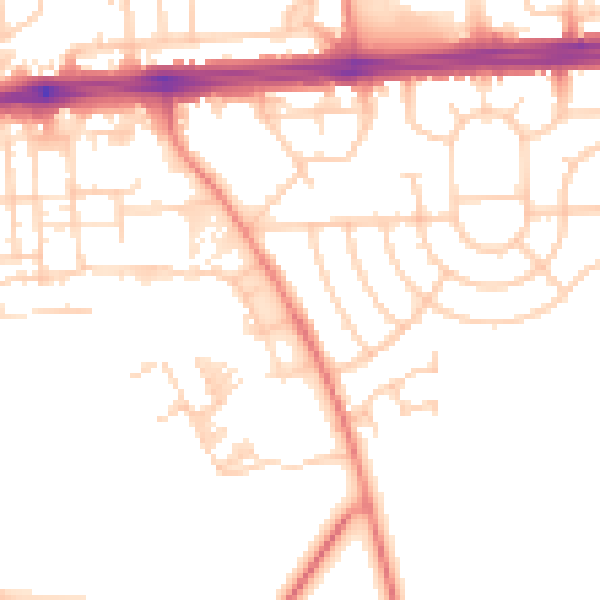Daytime road noise heatmap for L9 7AE