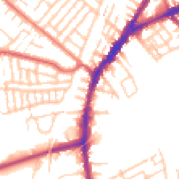 Daytime road noise heatmap for L9 8AP