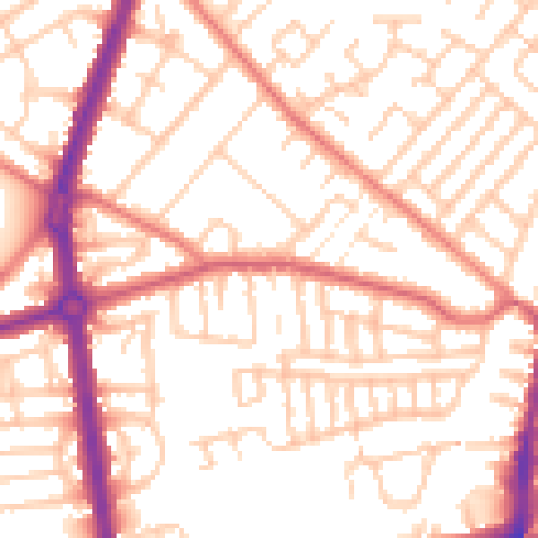 Daytime road noise heatmap for L9 8AQ