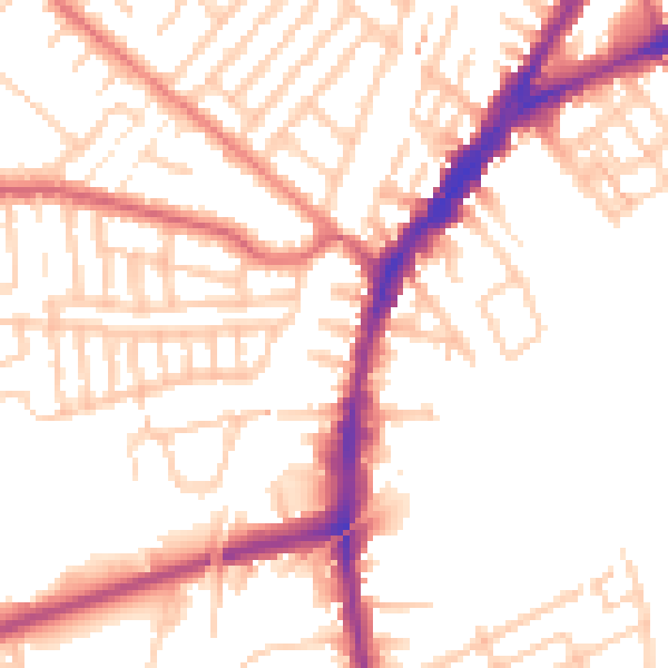 Daytime road noise heatmap for L9 8AS