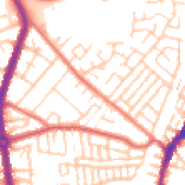 Daytime road noise heatmap for L9 8BL