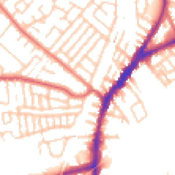 Daytime road noise heatmap for L9 8BU