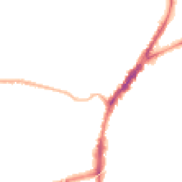 Night-time road noise heatmap for L9 8BU