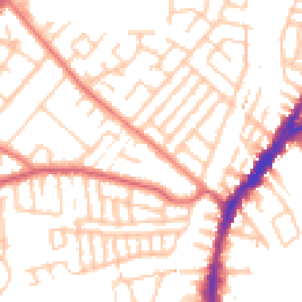 Daytime road noise heatmap for L9 8BX