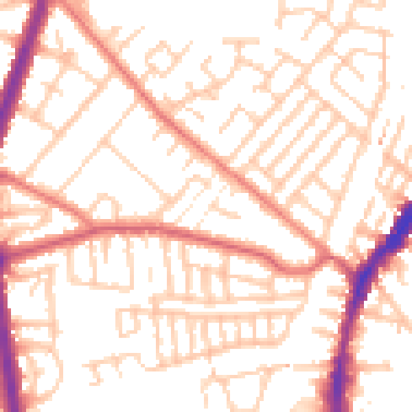 Daytime road noise heatmap for L9 8DE