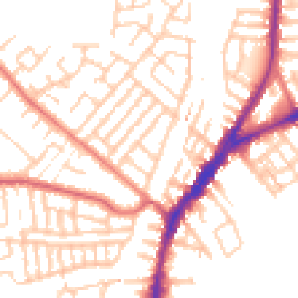 Daytime road noise heatmap for L9 8DS