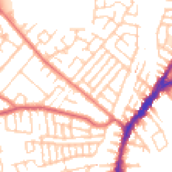 Daytime road noise heatmap for L9 8EA