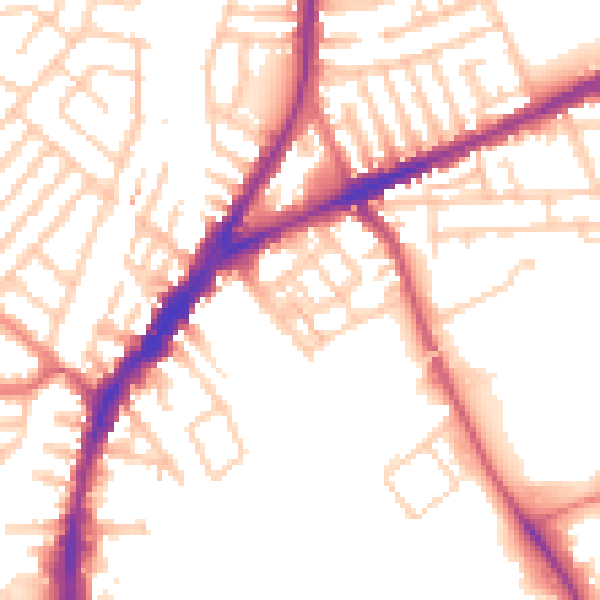 Daytime road noise heatmap for L9 9AJ