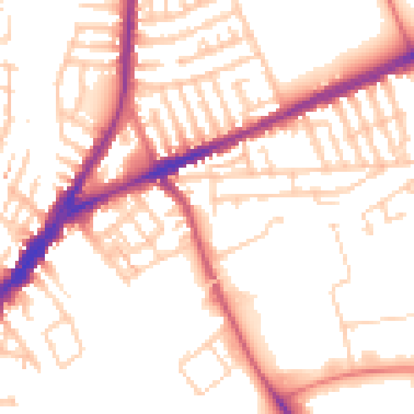 Daytime road noise heatmap for L9 9DD
