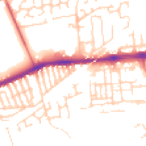 Daytime road noise heatmap for L9 9DQ