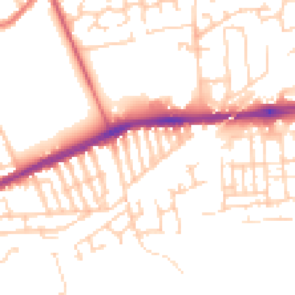 Daytime road noise heatmap for L9 9DR