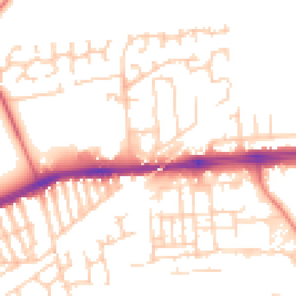 Daytime road noise heatmap for L9 9DY