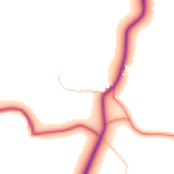 Daytime road noise heatmap for LA2 0AN
