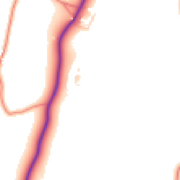 Daytime road noise heatmap for LA2 0AQ