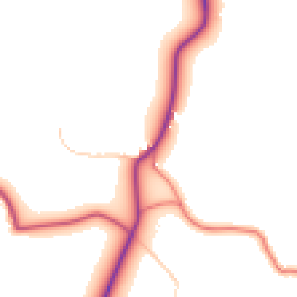 Daytime road noise heatmap for LA2 0AT