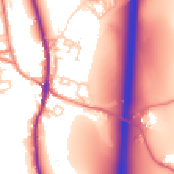 Daytime road noise heatmap for LA2 0BJ
