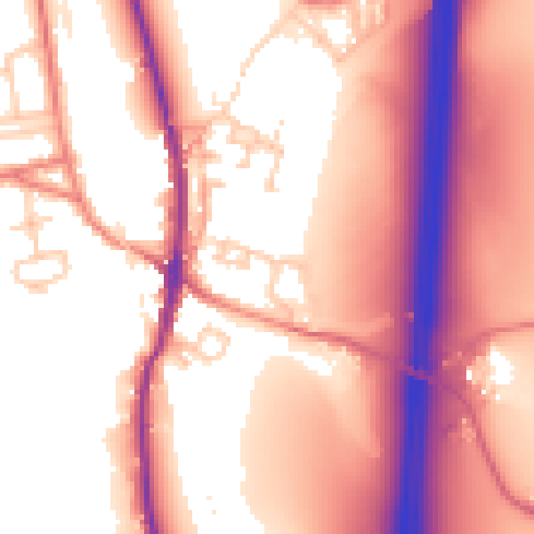 Daytime road noise heatmap for LA2 0BN