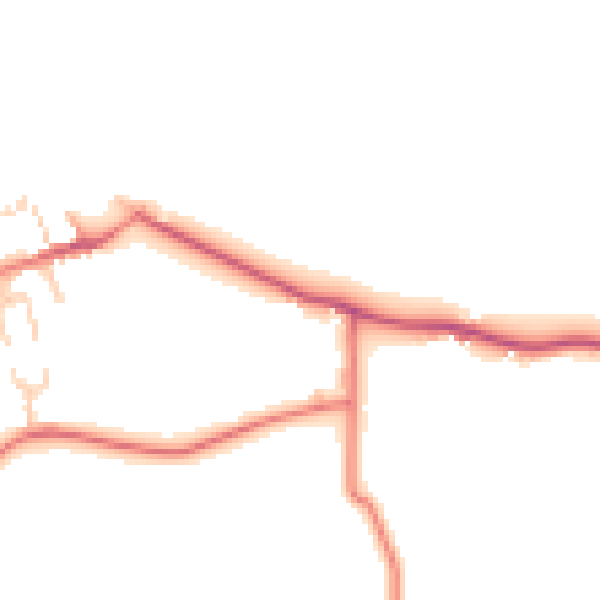 Daytime road noise heatmap for LA2 0BS