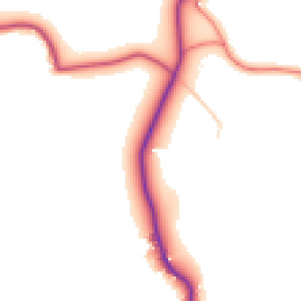 Daytime road noise heatmap for LA2 0DW